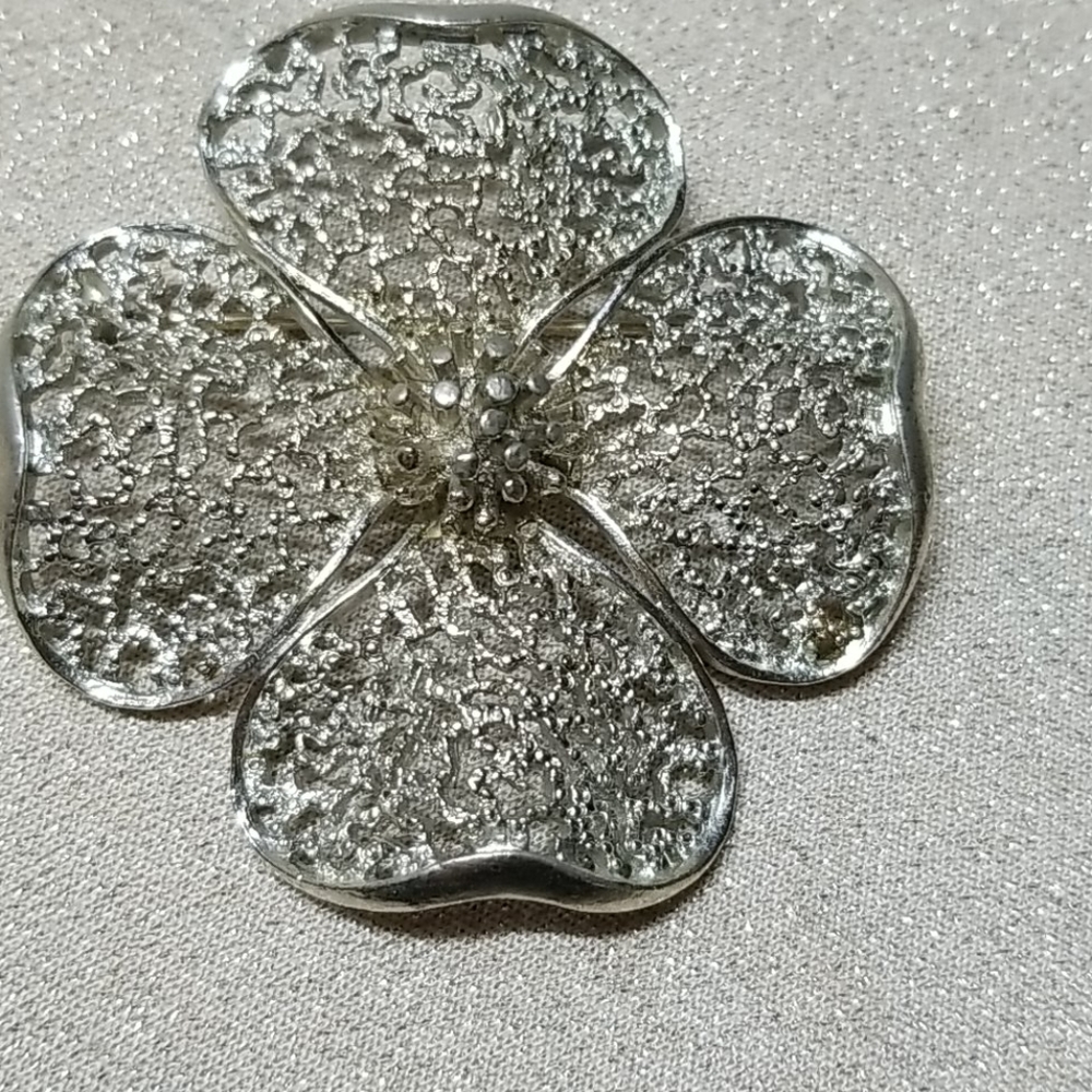 Silver Flower Brooch - Elegant Floral Pin